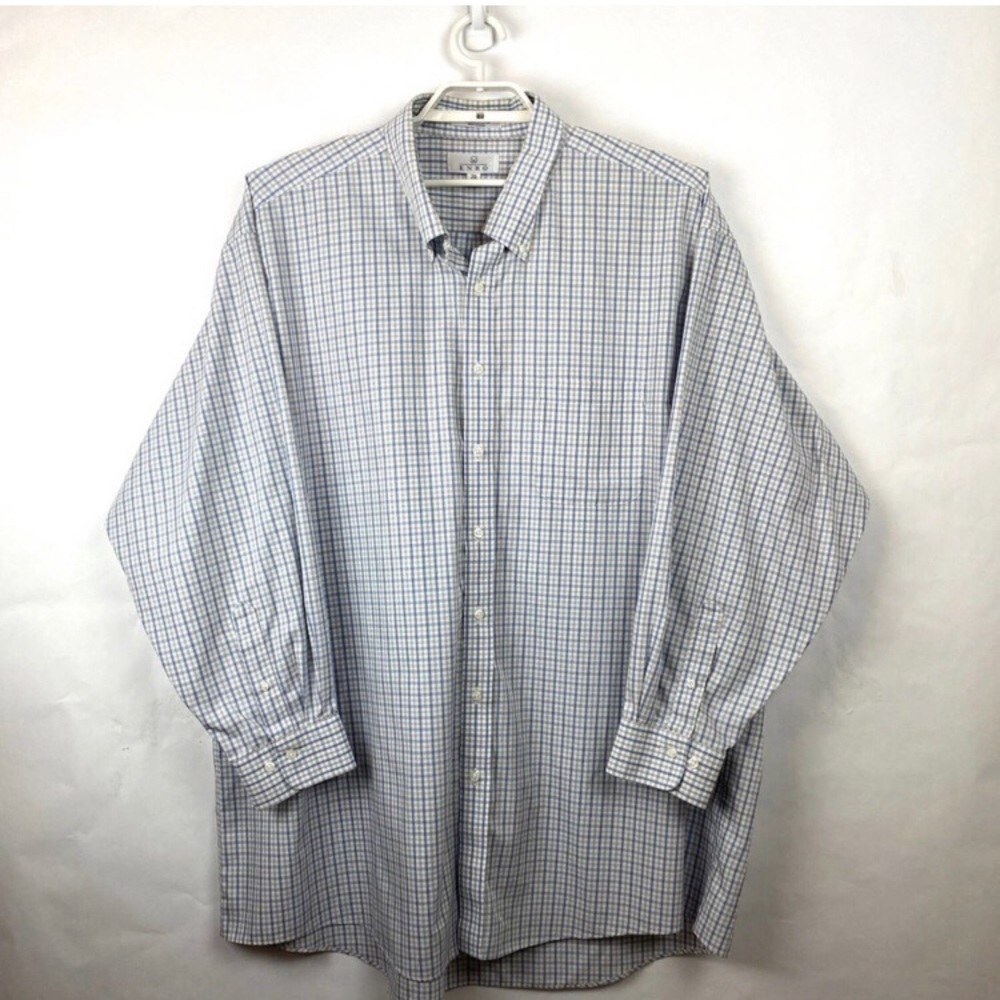 Enro Striped Mens Blue Gray Shirt Size 20/37-38